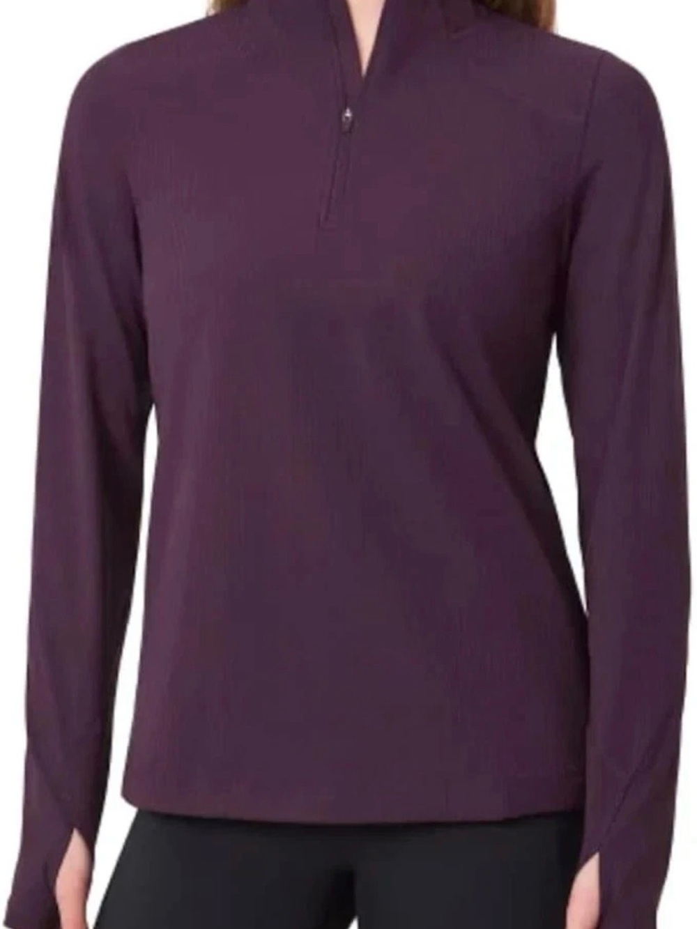 Mondetta Women's Long Sleeve Active Ribbed 1/2 Zip Top Size Large Plum Purple